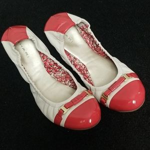 TAHARI leather cap toe ballet flats veronica
